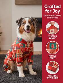 1 PC Piyama Anjing Natal - Romper Hewan Peliharaan Lembut Hangat dan Elastis Tinggi dengan Cakupan Penuh, Jumpsuit Pelindung Anti Jilat & Serangga untuk Anjing Kecil Sedang Besar, Baju Anjing Motif Cetak Seluruh Tubuh Natal - Pola Kotak-kotak Natal Kartun Lucu Berwarna-warni - MultiWarna - View 6