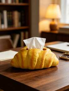 Realistic Bread-Shaped Tissue Box Holder, Creative Croissant Or Toast Bread Design, Decorative Desktop Tissue Dispenser, Suitable For Living Room, Bedroom, Kitchen, Office, Cafe And Bakery, Cute Food-Themed Desktop Home Decor, Housewarming Gift - Multicolor - View 2