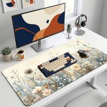 Exquisite Floral Stamen Light Tone Pattern Gaming Mouse Pad, Non-Slip Rubber Desk Mat, Smooth Sliding Surface, Suitable For Computer Laptop Office Home, Soft Abstract Art Decoration, Back To School Supplies - A - View 3