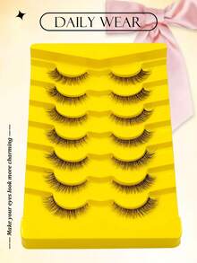 Asiteo 7 Pasang Bulu Mata Palsu Cat Eye Batang Bening Alami, Ringan, Nyaman, Serbaguna, Cocok untuk Berbagai Acara, Bulu Mata Imitasi Mink Cat Eye - Hitam - View 5