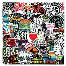 50Pcs Cool Bike Aesthetics Scrapbook Stickers Pack Funny Cycling Stickers Bicycle Decoration Merch Vinyl Waterproof Stickers For Water Bottle,Computer,Laptop,Phone,Luggage,Notebook,Fridge - Multicolor - View 2