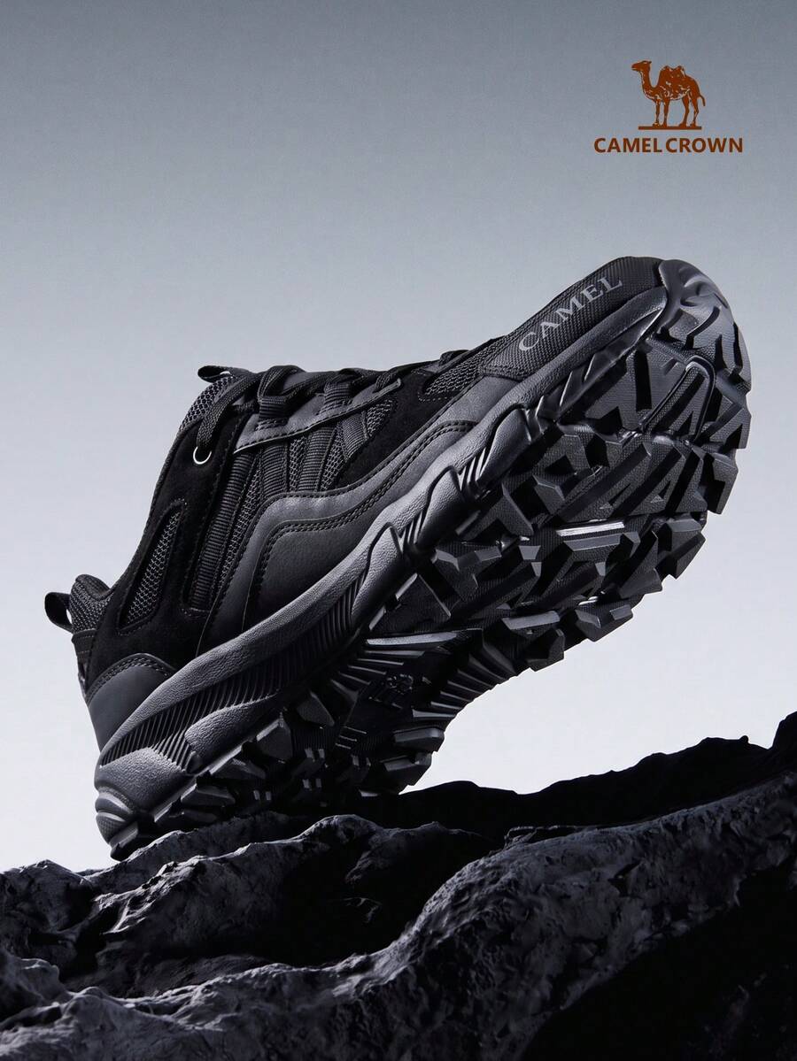 CAMEL CROWN 女士户外休闲鞋、越野跑鞋、防水防滑耐用徒步鞋 - 黑色 - 查看 1