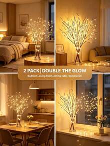 2/4pcs Battery Operated LED Branch Lights 2/4Pcs, 20 LEDs Per Artificial Tree Twig, Realistic Vase Fillers Light, Room Decor, Christmas Decorations, Christmas Decor Home, Christmas House Decor, Halloween Decorations, Bedroom Bedside Table Lamp - 20-light Branch String Lights - View 5