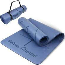 Yogamatte Gymnastikmatte I Phthalatfreie NBR Fitnessmatte Rutschfest mit Tragegurt I Sportmatte für Yoga & Pilates I Trainingsmatte mit Ausrichtungslinien - Blau - Übersicht 1