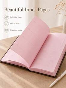 1pc Strawberry Chocolate A6 Notebook, Minimalist Pure Pink Pocket Diary, Suitable For Daily Recording And Planning Management, Perfect For School, Office, Travel, Journaling, Goal Setting And Creative Writing, Great Gift For Women, Girls, Students And Friends - Multiple Styles - View 7