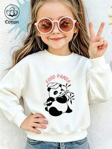Girls' Cute Printed Drop-Shoulder Round-Neck Long-Sleeve Casual Sports Sweatshirt - White - View 9