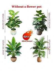 4pcs Set - Large Artificial Palm Tree, With 48 Big Leaves; Christmas Decor, Modern Wedding Garden Decor; Maintenance-Free Evergreen Prosperity Tree Artificial Plant, Suitable For All Seasons; Potted Christmas Tree Suitable For Thanksgiving, Halloween And Other Holidays., Housewarming Gift - Multicolor - View 16