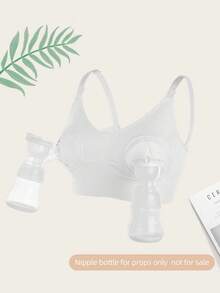 白色免手持吸乳胸罩 哺乳內衣 孕婦哺乳胸罩 前開扣式哺乳內衣（奶瓶為道具，不包含在內） - 白色 - 查看 8