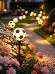 1pc Outdoor Solar Garden Decorative Light, Football Decorative Ground Stake LED Light, Christmas Halloween Football Ground Stake Landscape Light - Multicolor - View 1