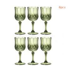 1/6pcs Vintage Reusable Embossed Pattern Wine Glasses, Champagne Cocktail Glasses, Juice Glasses. Suitable For Parties, Weddings, Vintage Style Tableware. Perfect For Valentine's Day, Wedding Banquets And Large Events. - View 13