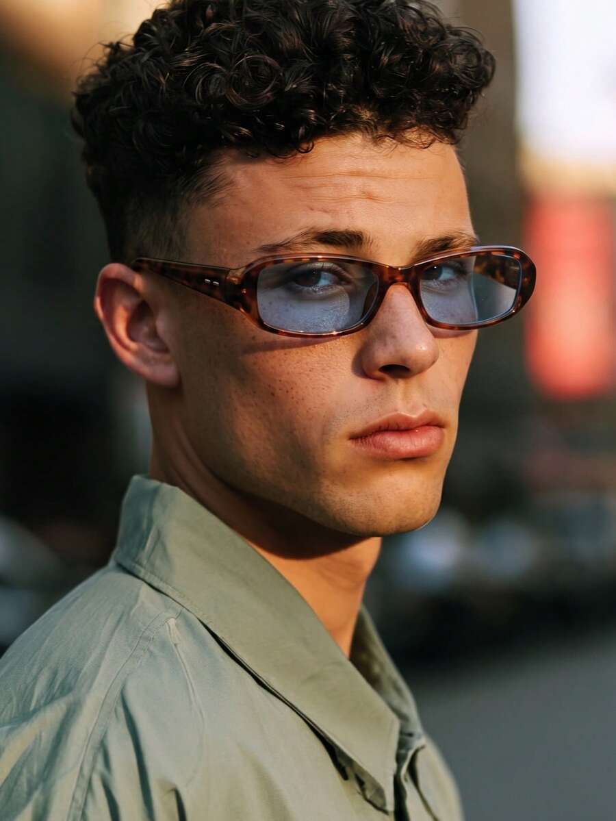 1 Pair Men's Leopard Print Cat Eye Retro Small Frame Outfit Street Style Fashion Glasses - Bean Curd Frame - View 1