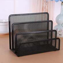 Multifunctional All-In-One Metal Mesh Desktop Organizer Rack With Bookshelf, File Holder, Letter/Envelope Card Slots - Space-Saving Freestanding Storage Shelf, Compact Vertical Design Suitable For Home Office, Home & Office Decor - Multicolor - View 1