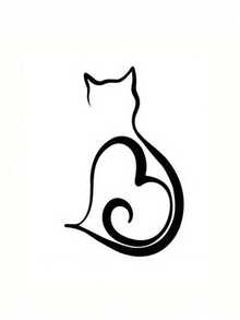 1pc Minimalist Line Heart Cat Car Sticker, Cute Kitten Back View Personalized Car Body Decal, Waterproof & Sunproof Door Tail Decoration Sticker - A - View 4