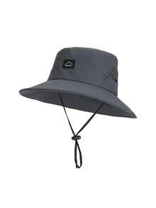 JOYLORD Topi Bucket Pria untuk Memancing Outdoor Warna Polos Cepat Kering dan Bernapas dengan Perlindungan Matahari Gaya Koboi Barat Topi Matahari Dua Fungsi - A - View 4