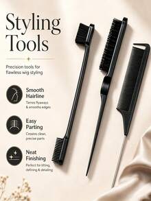 Everyday Hair Styling Tool Set With Curl Defining Brush, Foldable Mirror Brush, Rat Tail Comb, Edge Brush And Teasing Brush, Multi-Tool Hair Care Kit For Detangling, Smoothing, Parting, Root Volume, Ponytails, Buns And Wet Or Dry Styling At Home - Multicolor - View 5