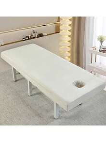 1pc Waterproof Oil-Resistant Beauty Salon Massage Bed Cover, Full Coverage Elastic SPA Massage Bed Sheet With Hole (190*80cm) - Multicolor - View 5