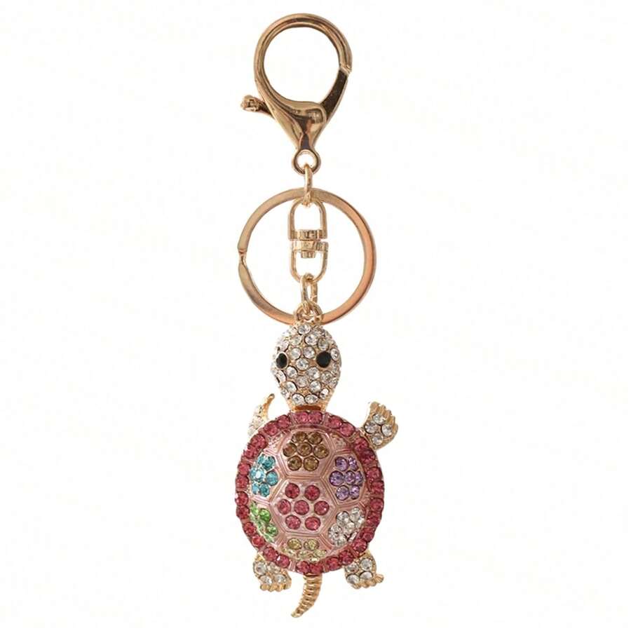 Ins Colorful Rhinestone Cute Turtle Creative Metal Keychain Car Pendant - Multicolor - View 1