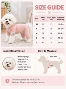 Cute Pink Pet Outfit, Suitable For Small Dogs; Ribbed Elastic Knit Puppy Wear; Breathable Full Coverage Dog Set; Perfect For Bichon Frise And Poodle For Indoor And Outdoor Daily Wear - Pink - View 7