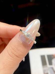 1件 0.1克拉 5顆莫桑鑽戒指，奢華訂婚/婚禮戒指，新娘珠寶 - 莫桑五鑽戒指0.1ct - 查看 2