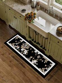1pc Black Background Vintage Floral Branch Diatom Mud Mat, 3.5mm Cuttable, Water Absorbent & Non-Slip, Kitchen Carpet Bathroom Floor Mat Outdoor Garden Decor Multi-Scene Applicable - Multicolor - View 16
