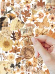 52 Pcs Aesthetic Vintage Dried Flower Stickers, Autumn Pressed Floral Retro PET Waterproof Decals, Journaling Sticker Set For Scrapbooks Water Bottles Laptops Phone Cases For Cottagecore Girls - Dried Flowers - View 8