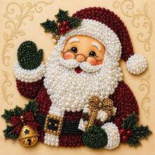 1 Set DIY Christmas Pearl Diamond Painting Art Kit, Includes Frame, Beads, Rhinestones, Handmade 3D Holiday Decoration, Adult Gift, Classic Design Beaded Decor Set - A - View 43