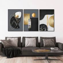 3pcs Unframed Abstract Modern Geometric Canvas Posters, Suitable For Living Room, Bedroom, Office, Dining Room, Cafe, Ideal Gift For Birthday, Graduation And Other Occasions - 222 - View 1
