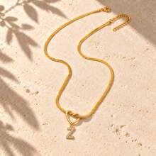 Initial Charm Gold Plated Letter Necklace For Women Men With Infinity Heart Loop And Cubic Zirconia Snake Chain - Yellow Gold - View 16