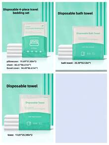 4pcs Disposable Portable Travel Bedding Set, Hotel Disposable Bedding, Business Travel Bedding, Essential Bedding For Travel Hotels, Hospitals, Trains And Camping, Disposable Bedding Set, Large Size Disposable Travel Bed Sheets, Use And Discard After Use - White - View 14