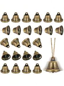 48/12/1pc Vintage Brass Bell Bronze Bell Retro Bell Brass Color - Vintage Mini Pendant, Suitable For Wedding Door Decor/Pet Collar, Christmas Halloween DIY Handmade Decoration (Pet) - Multicolor - View 8