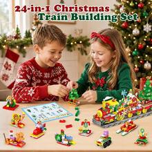 2026 Christmas DIY Holiday Calendar Train Building Block Set 24pcs Christmas Countdown Train, Includes Christmas Train, STEM Educational Toy Gift For Children 3 Years And Above, Christmas Gift, Christmas Decoration Toy - Multicolor - View 5