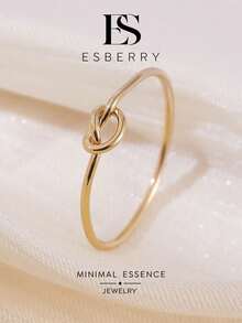ESBERRY 1 buah Cincin Simpul Hati, Cincin Minimalis Warna Polos, Aksesori Halus, Cocok untuk Pemakaian Sehari-hari, Hadiah untuk Pasangan - Emas - View 2