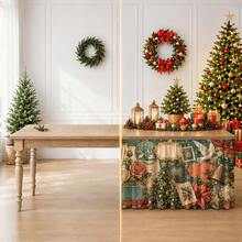 Table Cloth Table Skirt 1 Holiday Christmas Flowers Retro Bell Rose Decoration Design Polyester Material Is Suitable For Dining Room Kitchen To Send An Activity Holiday Decoration. - 1 - View 3