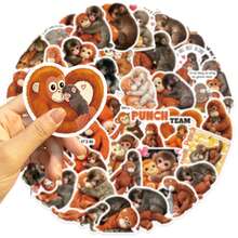 50 buah Stiker Punch Monkey untuk Skateboard, Casing Ponsel, Laptop, Kulkas, Koper, Pintu Kamar Tidur, Tablet, Buku Harian, Stiker Hadiah Belajar - Hitam - View 5