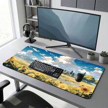 Sunflower Blue Sky White Clouds Pattern Gaming Mouse Pad, Non-Slip Rubber Desktop Mat, Smooth Sliding Surface, Suitable For Computer Laptop Office Home, Bright Abstract Art Decor, Back To School Supplies - A - View 8