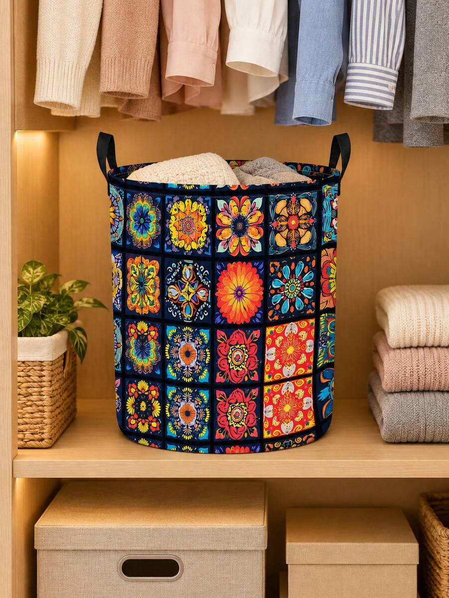 Dirty Clothes Storage Basket, Gift Storage, Suitable For Sofas, Toys, Bohemian Style, Suitable For Sofas, Toys, Living Room, Bathroom, Bedroom And Other Places, Storage Basket, Clips - Multicolor - View 1