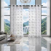 2pcs Sheer Curtains, Decorative Embroidered Faux Linen Curtains, Suitable For Home Kitchen, Living Room And Bedroom - Grayish White - View 12
