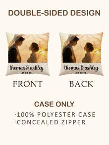 1pc Customized Photo Double-Sided Printed Pillowcase, Holiday Customized Image Pillowcase, Create Your Own Image Pillowcase, Gift For Family, Friends And Yourself - Champagne - View 9