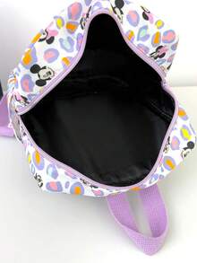 Disney 1pc Minnie Mouse Patch Mini Backpack, Colorful Leopard Print School Daypack, Multi-Pocket Casual Rucksack, Suitable For Girls/Students/Teenagers/Young People/Fans, Perfect For Back To School/Daily Outings/Shopping - Multicolor - View 4