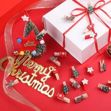 100Pcs Cartoon Snowflake Color Wooden Clothespins With Twine Rope, Christmas Photo Hanging Clips, DIY Craft Xmas Tree Ornament Decor - Multiple Styles - View 3