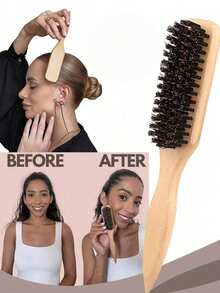 Smooth Bristle Hair Brush, Suitable For Sleek Ponytail And Bun, Smoothing Frizz And Flyaways, Edge Control, Backcombing And Volumizing Hairstyles, Rat Tail Comb For Sectioning And Parting, Hair Brush, Comb, Hair Styling Tools, Hair Products And Accessories - Multicolor - View 1