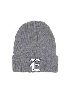 1Pc Women Men A‑Z Gothic Letter Cuffed Ribbed Knit Beanie, Personalized Warm Winter Knitted Hat For Gentlemen Daily Casual Wear - Grey - View 9