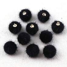 10pcs Faux Fur Pom Pom Charms With Gold Rings - Soft Velvet Mini Pom Pom Earring Accessories Set (Multi-Color Options) Suitable For DIY Tassel Earrings, Handbag Charms, Keychains, Hair Accessories And Winter Jewelry Making - Plush Round - View 11