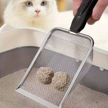 Large Stainless Steel Cat Litter Scoop Fast Sifting Design Long Grip Waste Sifter Durable Kitty Poop Shovel For Cat Litter Box Cleaning - View 10
