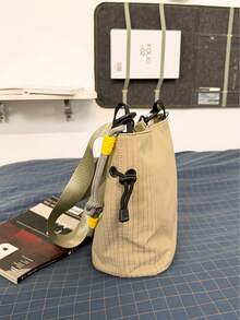 Outdoor Style Tote Bag With Contrasting Woven Rope Strap Design, Capacity, Lightweight Single Shoulder Crossbody Bag, Versatile Bag Bag For Commuting - Khaki - View 6