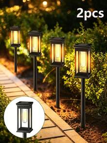 4/2pcs Solar Powered Pathway Lights, Bright Outdoor Solar Lights, Automatic On/Off Pathway Lights (Solar Powered), For Sidewalk, Garden, Patio, Lawn - Warm Light - View 8