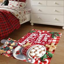 1pc Christmas Series Snowflake & Star Pattern Printed Faux Cashmere Surface TPR Bottom Door Mat, Bathroom Mat, Kitchen Mat, Laundry Room Mat, Holiday Atmosphere Decor, Home Decor, Party Decor, Wedding Decor, Dining & Kitchen Decor - Multicolor - View 6