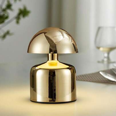 1pc Mushroom LED Table Lamp, Gold, Silver, Black Wireless Rechargeable Mushroom Night Light, Touch Control, Portable Bedside Lamp, Suitable For Bedroom, Living Room, Home Decor And Gift