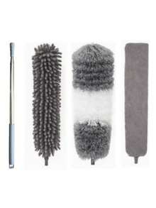 Telescopic Pole Microfiber Dusting Kit, For High Ceiling Cleaning Fans Cobwebs, Reusable And Washable Lightweight Ceiling Fan Curtain Cleaning Tool - A - View 6