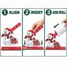 1/3pcs Christmas Paper Towel Holder Wooden Santa Snowman Roll Stand Tissue Dispenser For Kitchen Countertop Party Dining Table Bathroom Vanity Holiday Winter Home Tabletop Decor - Multicolor - View 5